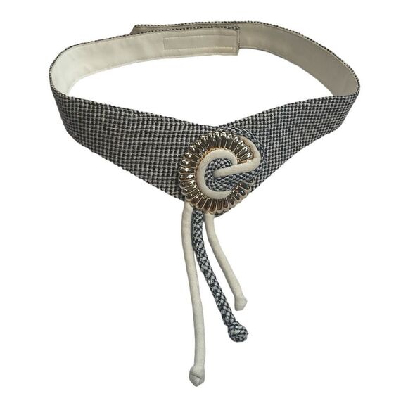 Maison Boinet Accessories - Women’s Vintage Black & White Houndstooth tweed Belt Size 14